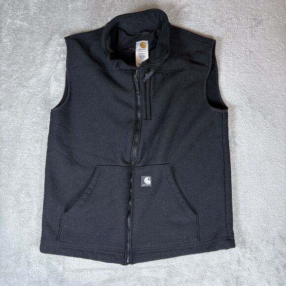 Carhartt Textured Fleece Vest Full Zip Black Jacket Work V28 Mens Size L Tall - Picture 1 of 5